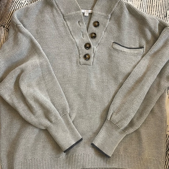 Lunya Cozy Cotton Silk Henley Sweater In Gray Size L/XL - Picture 3 of 10